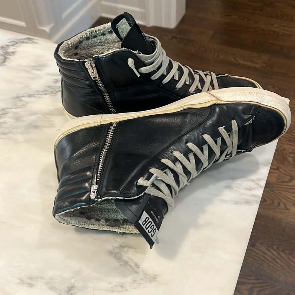 Golden Goose Black High-Top Sneakers with Silver Accents - Picture 4 of 6